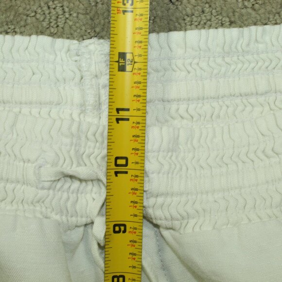 LANE BRYANT Size 14-16 White Smocked Waisted Drawstring Linen Blend Pants - Picture 6 of 7